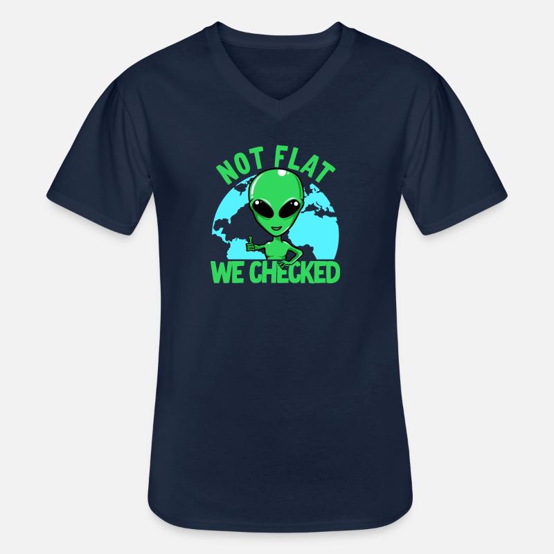 Not Flat We Checked - Männer-T-Shirt mit V-Ausschnitt - Navy