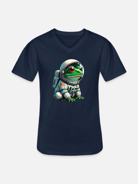 Frog astronaut in space - Men's V-Neck T-Shirt - navy