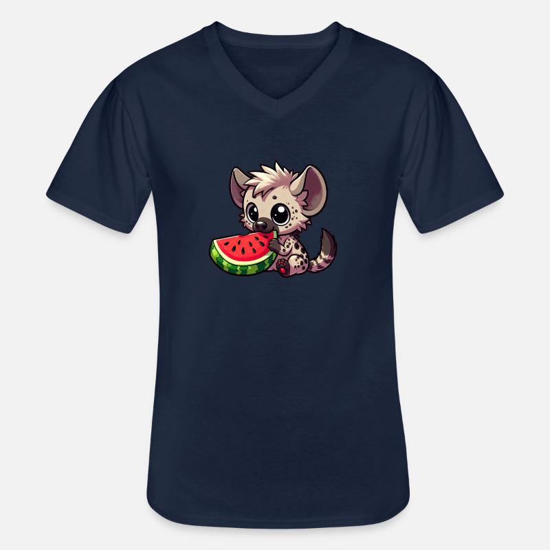 Hyäne mit Wassermelone Sommerfrucht - Männer-T-Shirt mit V-Ausschnitt - Navy