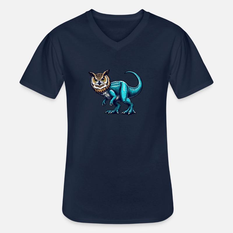 T-Rex Eule Fusion Fabeltier Design - Männer-T-Shirt mit V-Ausschnitt - Navy