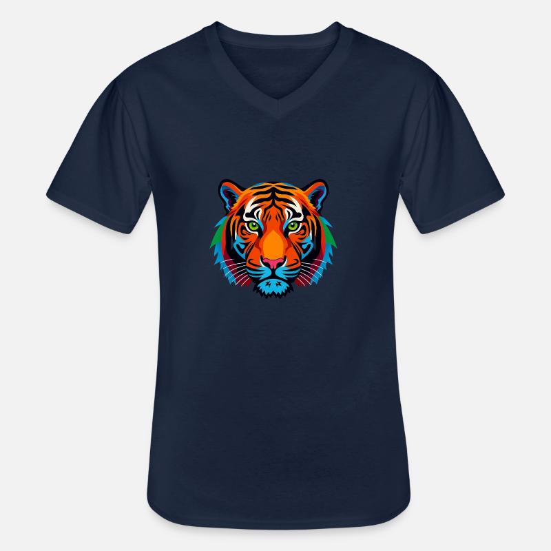 Stylisierte Tiger - Männer-T-Shirt mit V-Ausschnitt - Navy