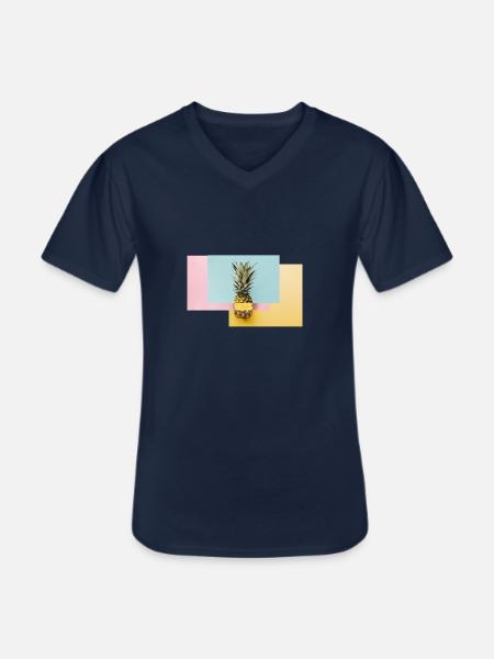 Bunte Ananas / Geschenk Idee - Männer-T-Shirt mit V-Ausschnitt - Navy