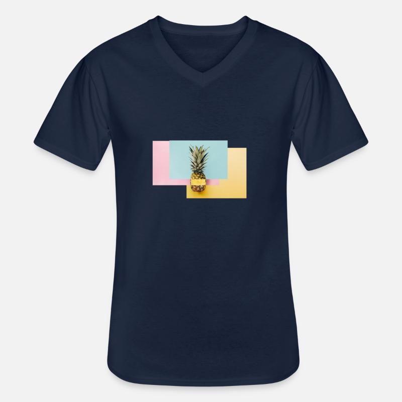 Bunte Ananas / Geschenk Idee - Männer-T-Shirt mit V-Ausschnitt - Navy