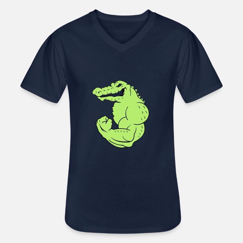 strong_crocodile_2 - Männer-T-Shirt mit V-Ausschnitt - Navy