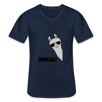 Problama Frage Lama - Männer-T-Shirt mit V-Ausschnitt - Navy - Vorne - AI Model Male 178 dark (178cm)