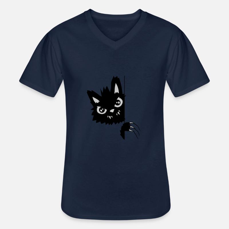 Graffi di gatto malvagio - Maglietta da uomo classica con scollo a V - navy