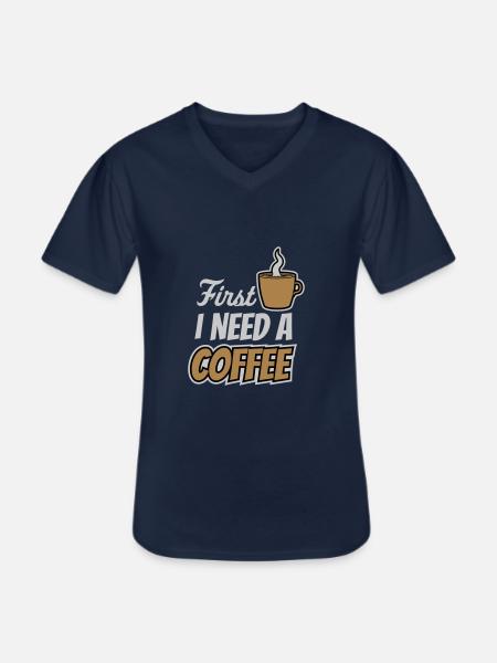 Fist I need Coffee - Men's V-Neck T-Shirt - navy