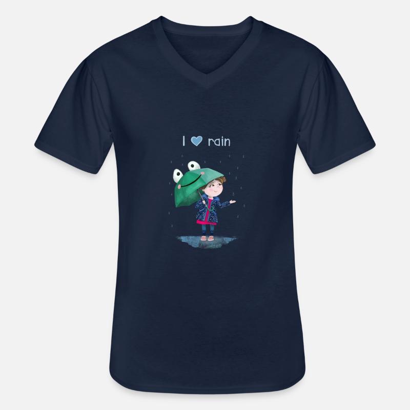Mädchen im Regen - Männer-T-Shirt mit V-Ausschnitt - Navy