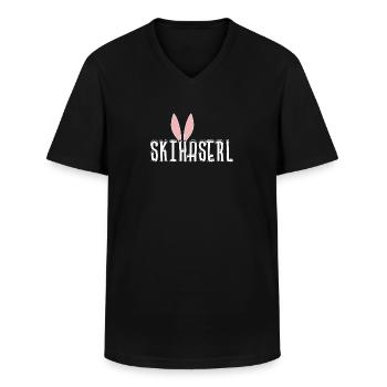 Skihaserl Skihase mit Öhrchen - Männer-T-Shirt mit V-Ausschnitt - Schwarz - Vorne - AI Model Male 178 dark (178cm)