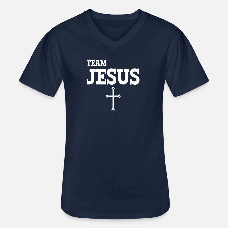 Team Jesus - Kreuz - Männer-T-Shirt mit V-Ausschnitt - Navy
