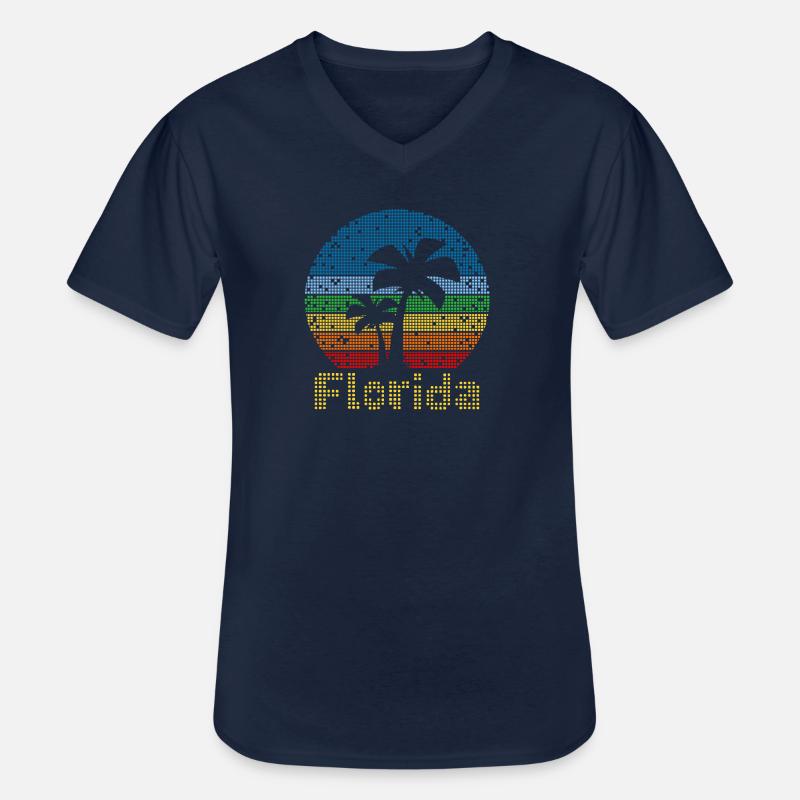 8bit Retro Florida Urlaub - Männer-T-Shirt mit V-Ausschnitt - Navy