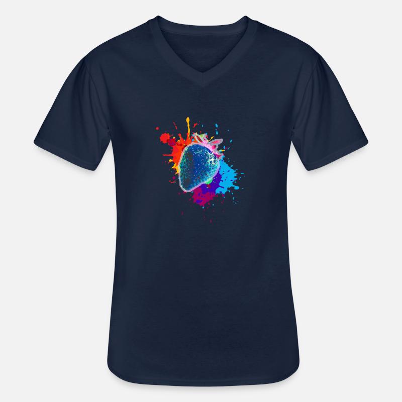 pop-art,erdbeere,farbklecks, splash - Männer-T-Shirt mit V-Ausschnitt - Navy