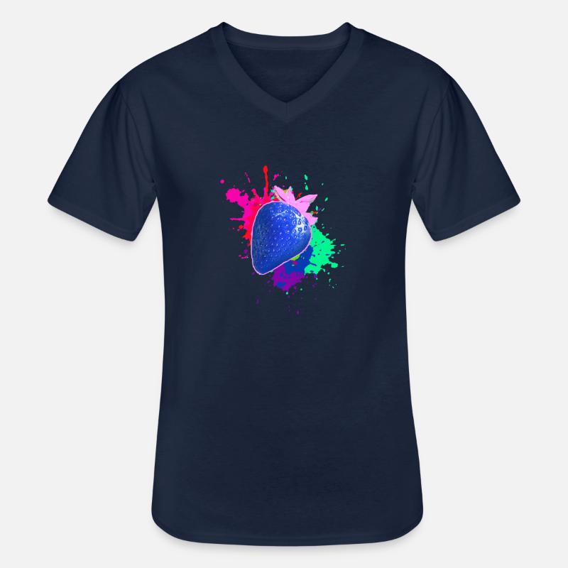 pop-art,erdbeere,farbklecks, splash - Männer-T-Shirt mit V-Ausschnitt - Navy