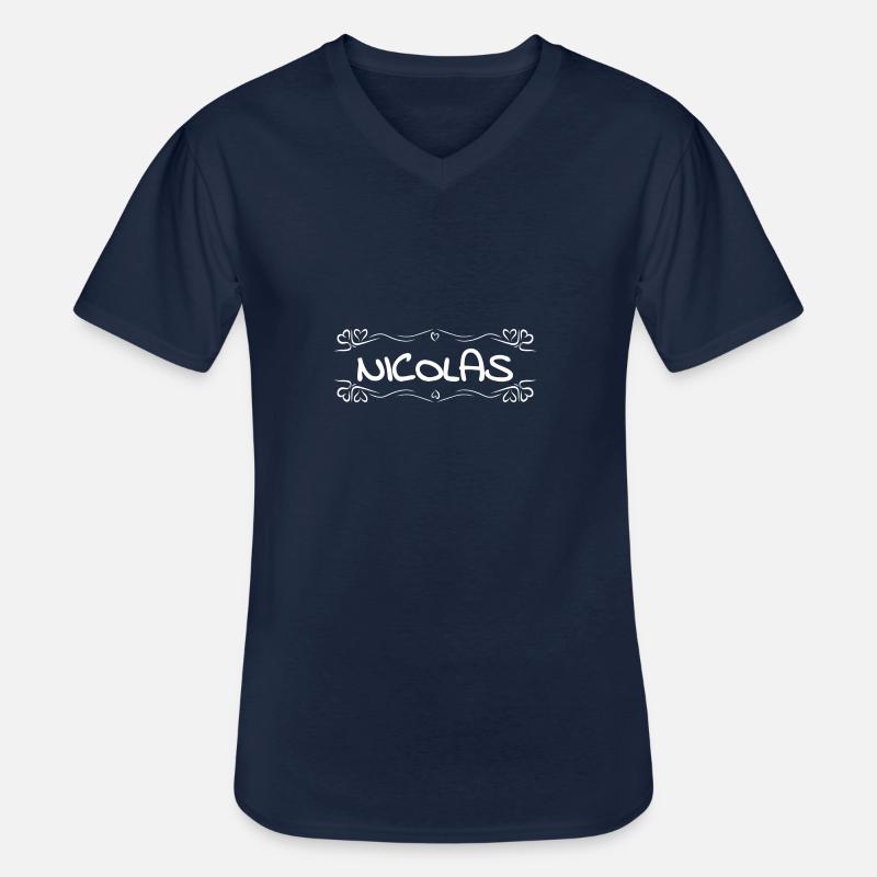 Nicolas als Name - Männer-T-Shirt mit V-Ausschnitt - Navy