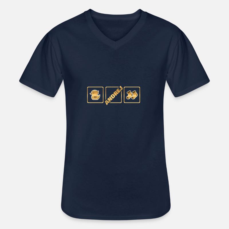 Andrej als Geburt - Männer-T-Shirt mit V-Ausschnitt - Navy
