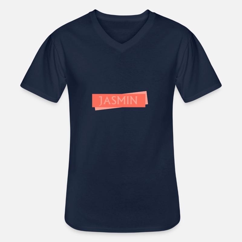 Schild Jasmin - Männer-T-Shirt mit V-Ausschnitt - Navy
