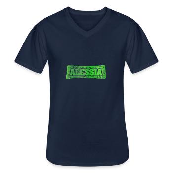 First name Alessia - Men's V-Neck T-Shirt - navy - Front - AI Model Male 178 dark (178cm)