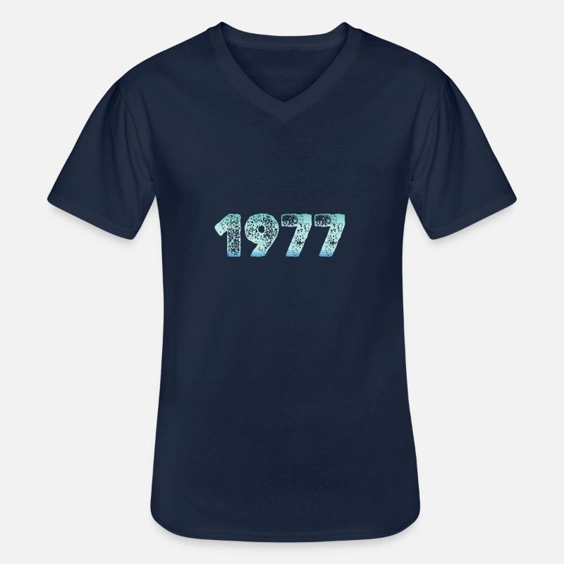 1977 - Männer-T-Shirt mit V-Ausschnitt - Navy