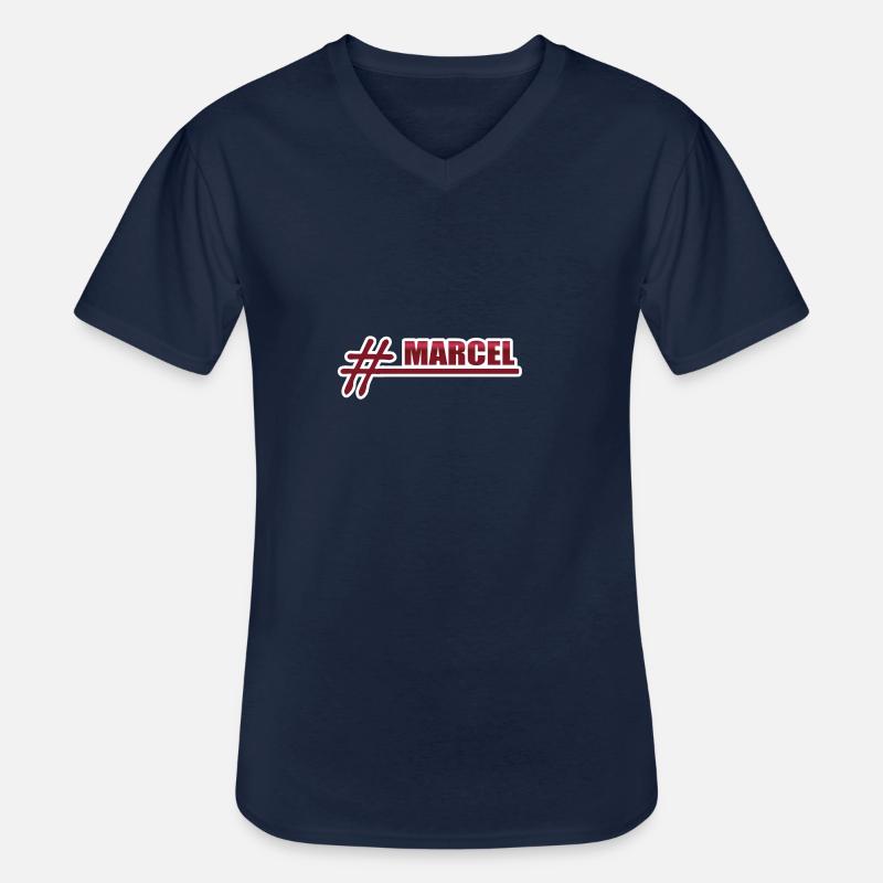 MARCEL Marcel - Männer-T-Shirt mit V-Ausschnitt - Navy