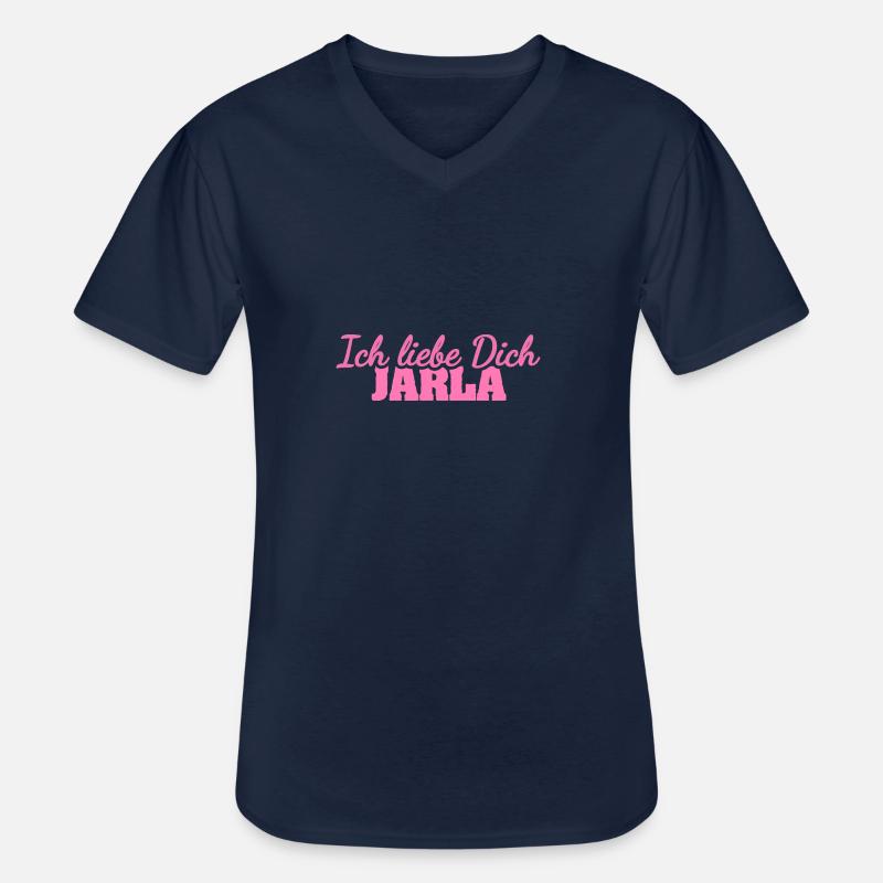 Liebe Jarla - Männer-T-Shirt mit V-Ausschnitt - Navy