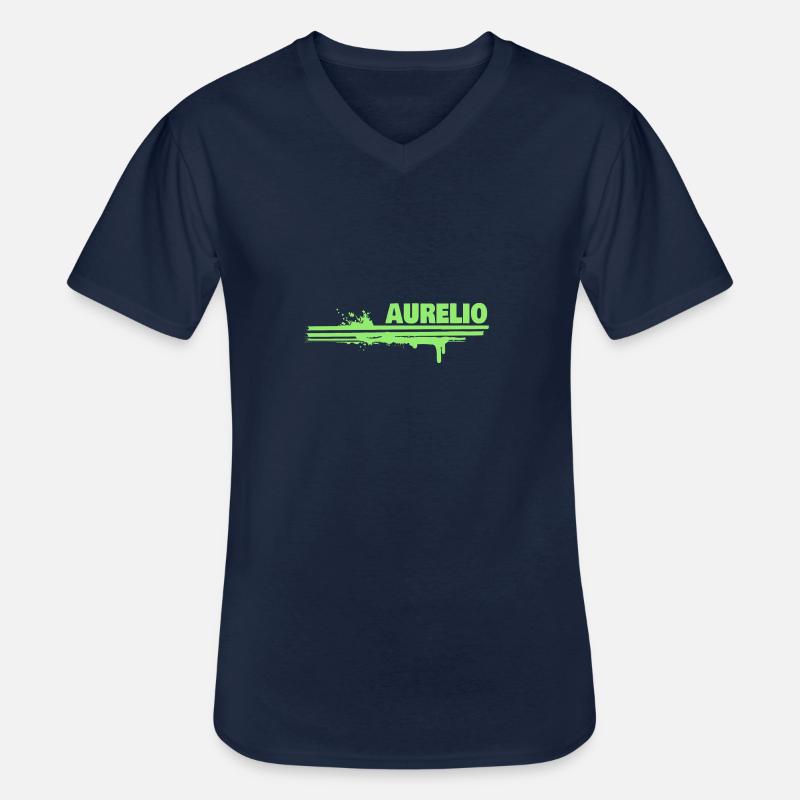 Farbklecks Aurelio - Männer-T-Shirt mit V-Ausschnitt - Navy