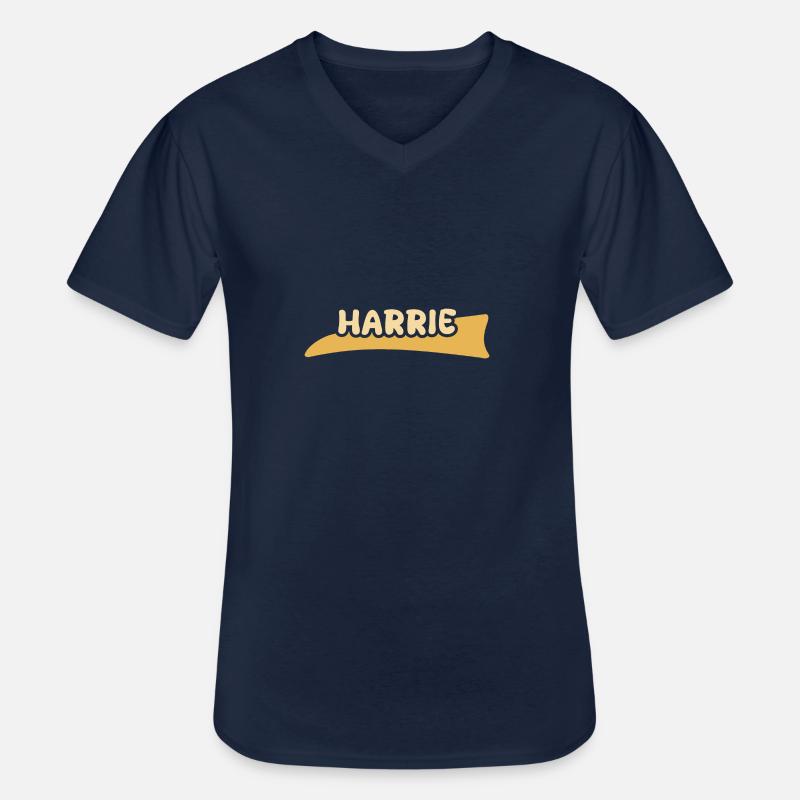 Vorname Harrie - Männer-T-Shirt mit V-Ausschnitt - Navy
