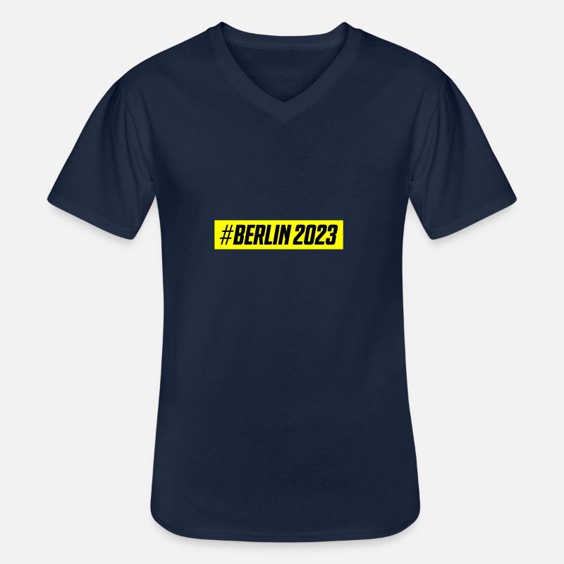 Berlin 2023 - Männer-T-Shirt mit V-Ausschnitt - Navy