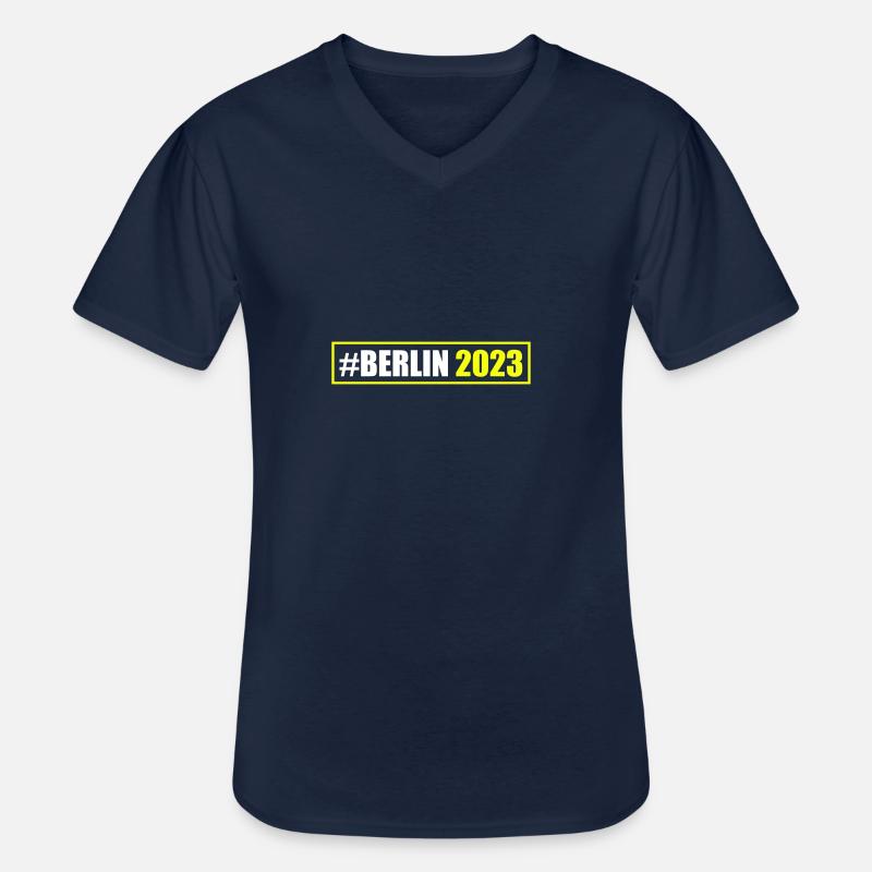 Berlin 2023 - Männer-T-Shirt mit V-Ausschnitt - Navy