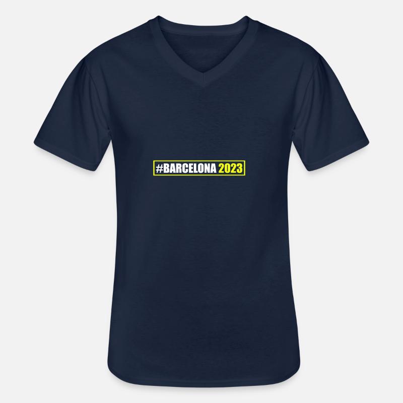 Barcelona 2023 - Männer-T-Shirt mit V-Ausschnitt - Navy