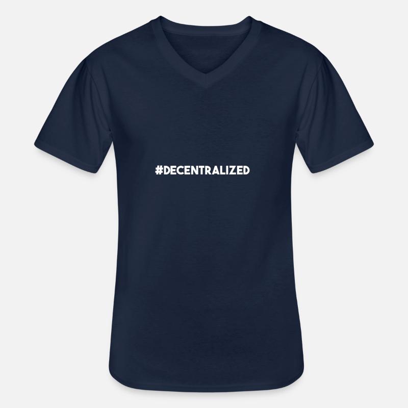 Decentralized - Bitcoin Blockchain - Männer-T-Shirt mit V-Ausschnitt - Navy
