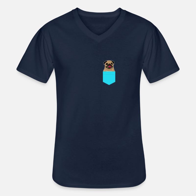 Taschen Mops Comic - Männer-T-Shirt mit V-Ausschnitt - Navy