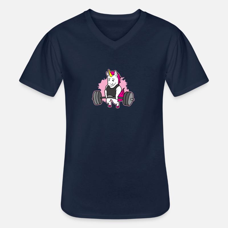 Starkes Einhorn - Männer-T-Shirt mit V-Ausschnitt - Navy