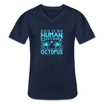 Poulpe humain - T-shirt col V Homme - marine - Devant - AI Model Male 178 dark (178cm)
