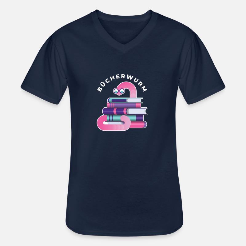Bücherwurm - Männer-T-Shirt mit V-Ausschnitt - Navy