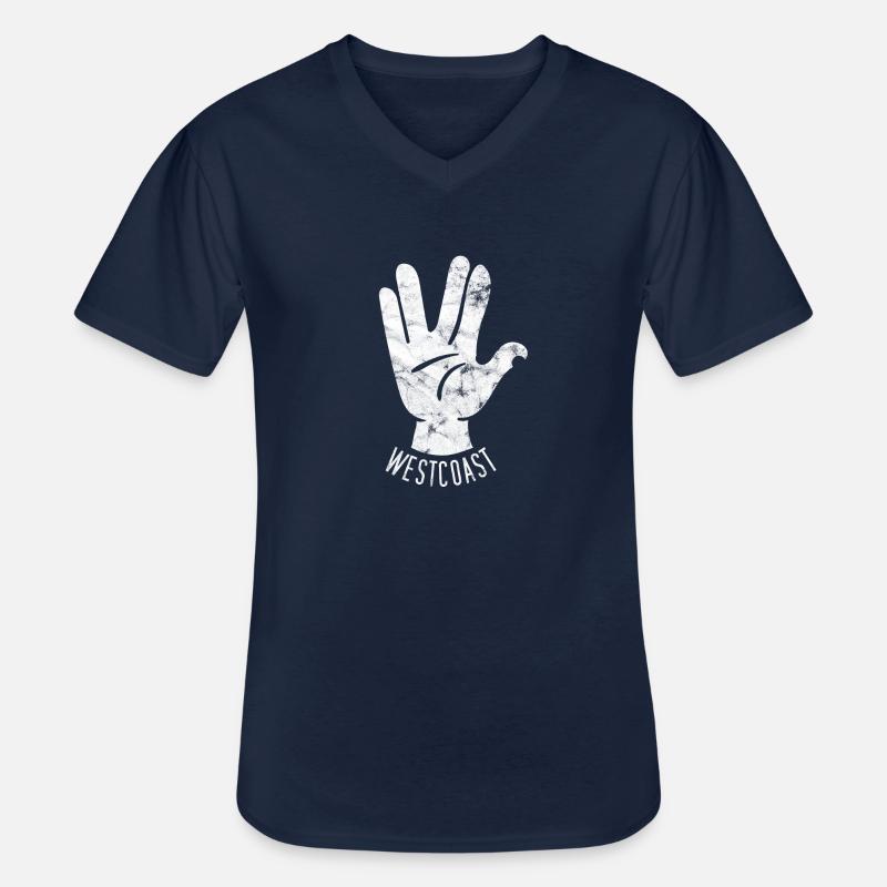 Westcoast Handzeichen - Männer-T-Shirt mit V-Ausschnitt - Navy