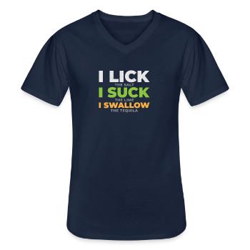 lick suck swallow - Männer-T-Shirt mit V-Ausschnitt - Navy - Vorne - AI Model Male 178 dark (178cm)