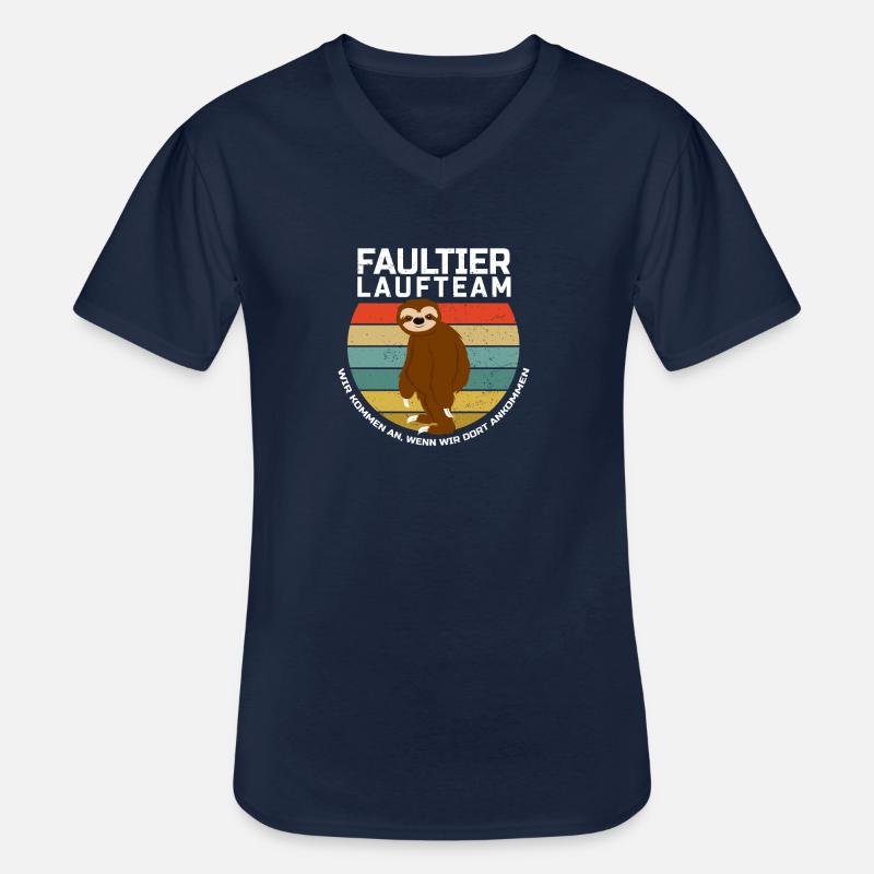 Faultier Lauf Team! - Männer-T-Shirt mit V-Ausschnitt - Navy