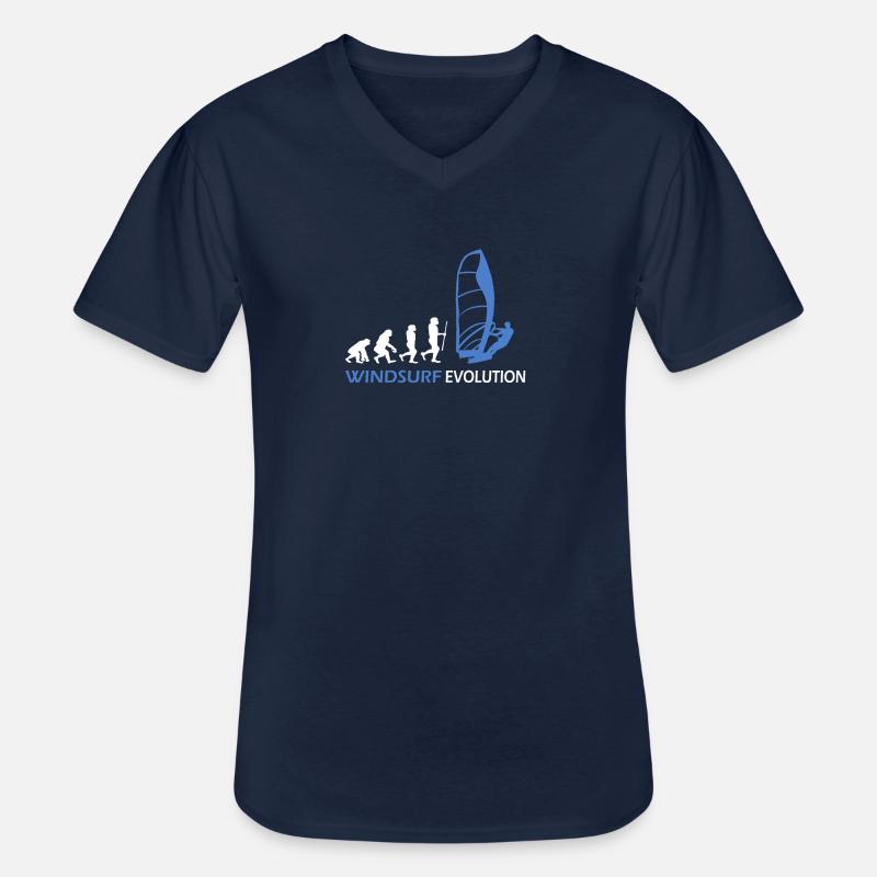 Windsurfen Evolution Geschenkideen - Männer-T-Shirt mit V-Ausschnitt - Navy