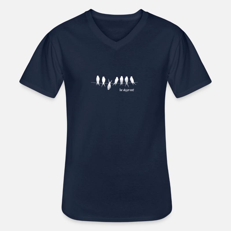 Be different Süße Schwalbe Fun Vogel Geschenk - Männer-T-Shirt mit V-Ausschnitt - Navy