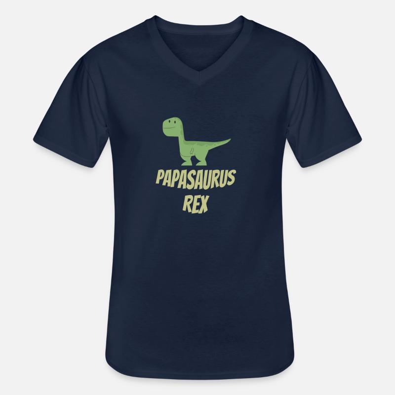 Papasaurus Rex - Männer-T-Shirt mit V-Ausschnitt - Navy