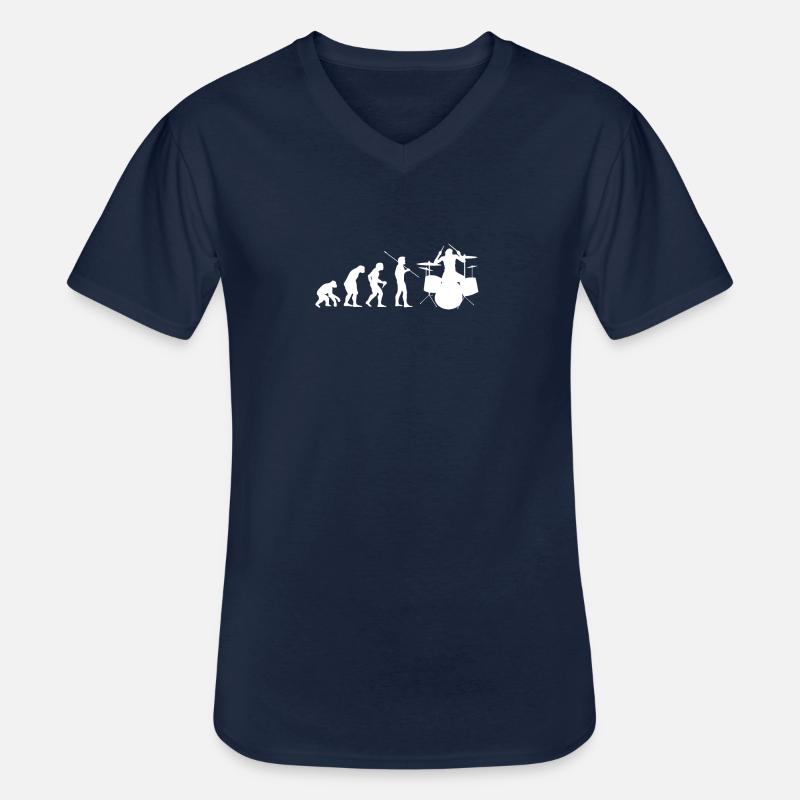 Human Evolution Drum Musiker Schlagzeuger - Männer-T-Shirt mit V-Ausschnitt - Navy