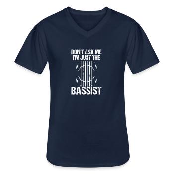 Musicians Music Guitarist Music Bassist Bassist - Men's V-Neck T-Shirt - navy - Front - AI Model Male 178 dark (178cm)