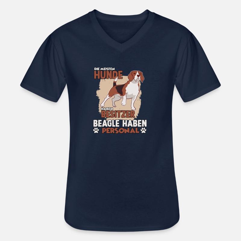 Beagle Hundebesitzer lustiges Jagdhund Gassi - Männer-T-Shirt mit V-Ausschnitt - Navy