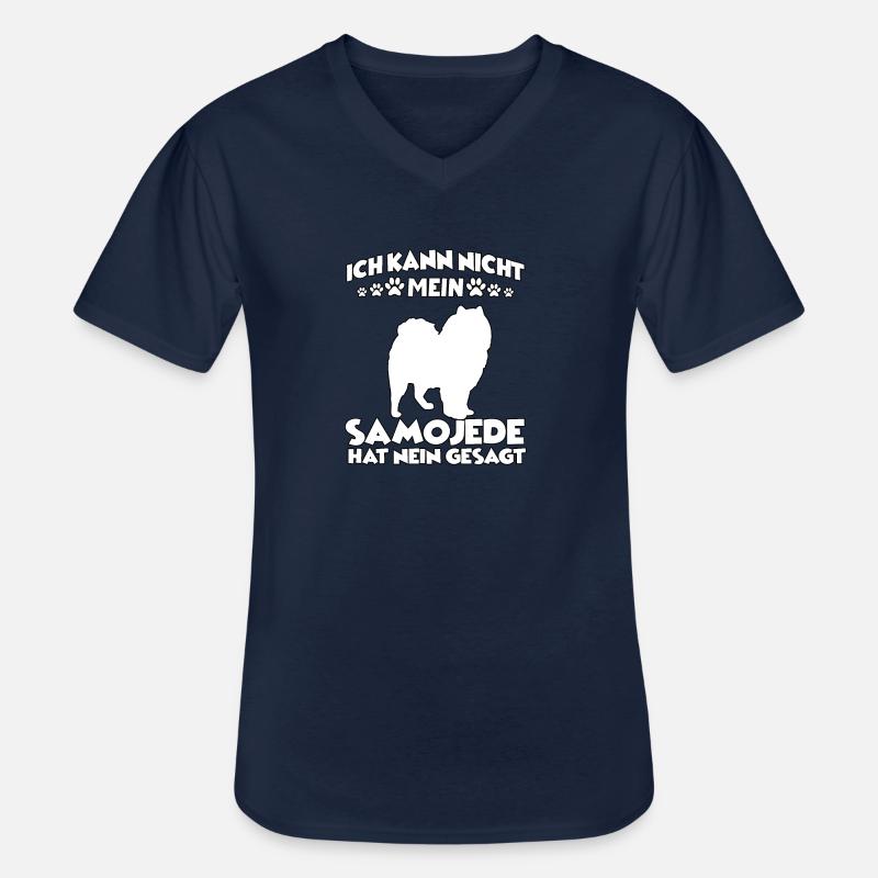 Samojede Hundetraining Motiv Samojeden Gassi - Männer-T-Shirt mit V-Ausschnitt - Navy