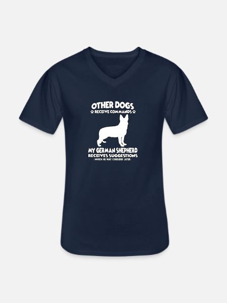 Funny Obedience German Shepherd Dogs - Men's V-Neck T-Shirt - navy