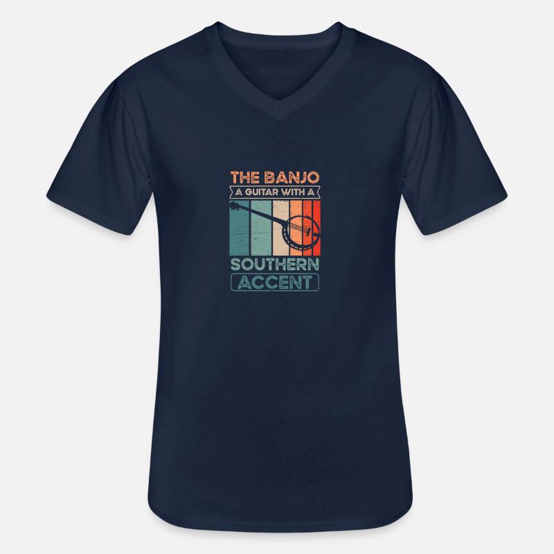 Banjo Ein - Männer-T-Shirt mit V-Ausschnitt - Navy