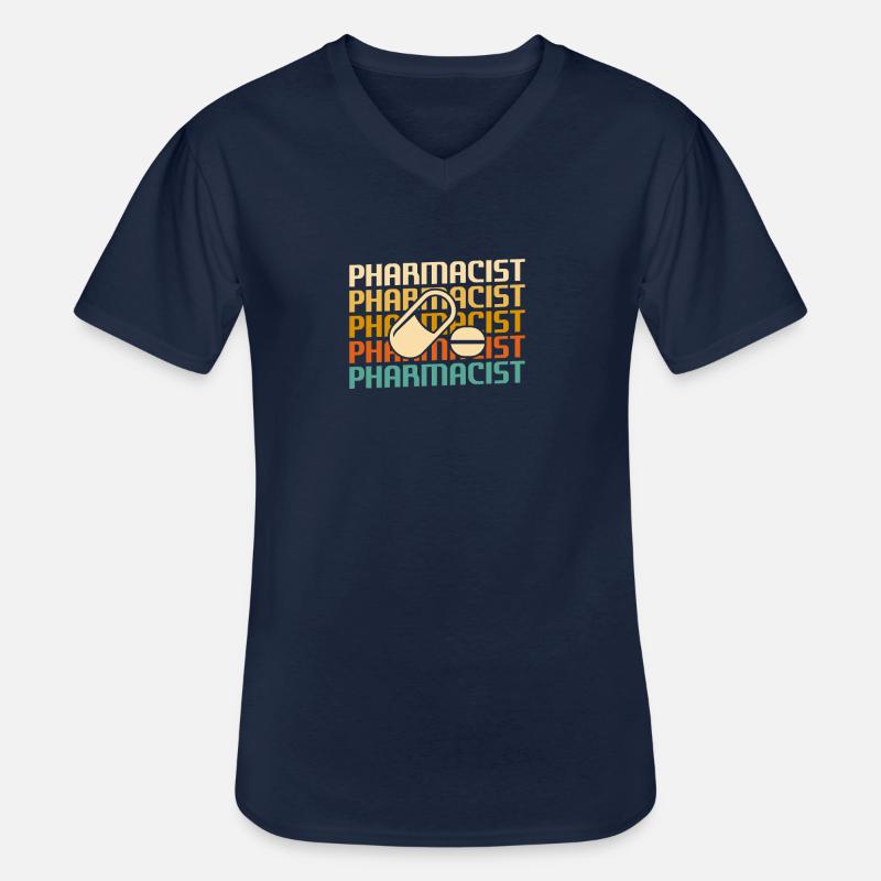 Retro Pharmacist Pharmaceutical Pharmacy - Männer-T-Shirt mit V-Ausschnitt - Navy