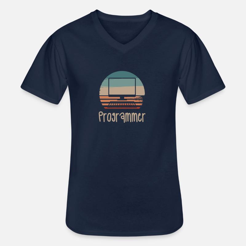 Retro Vintage Programmer Computer Programming - Männer-T-Shirt mit V-Ausschnitt - Navy