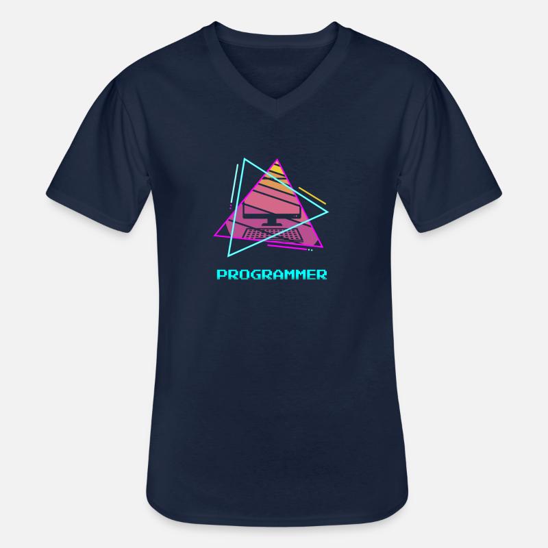 Retro Programmer Computer Programming - Männer-T-Shirt mit V-Ausschnitt - Navy
