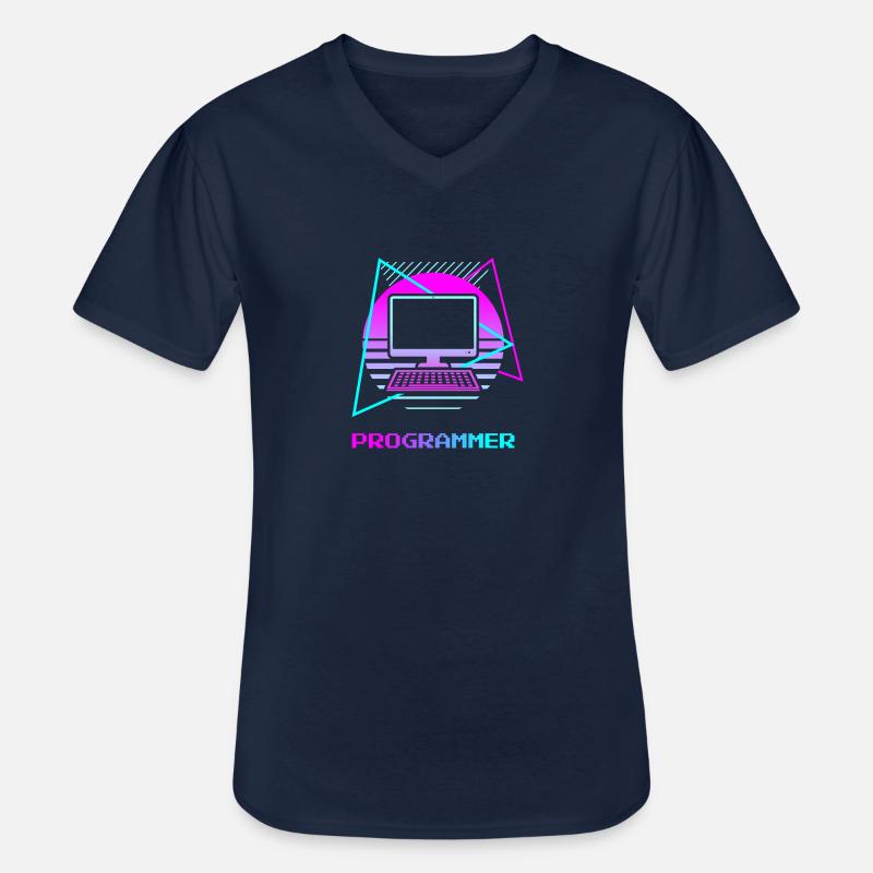 Retro Programmer Computer Programming - Men's V-Neck T-Shirt - navy